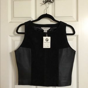Pablo Santini Crop Sleeveless Leather Top NWT size 8 Vintage
